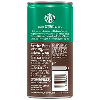 Starbucks Espresso & Cream Light, 6.5 Fl Oz Cans (Pack of 12)