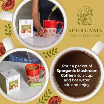 Sporganix Organic Mushroom Coffee – Instant Arabica with 5 Functional Mushrooms