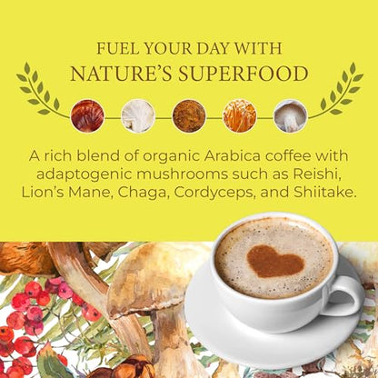 Sporganix Organic Mushroom Coffee – Instant Arabica with 5 Functional Mushrooms